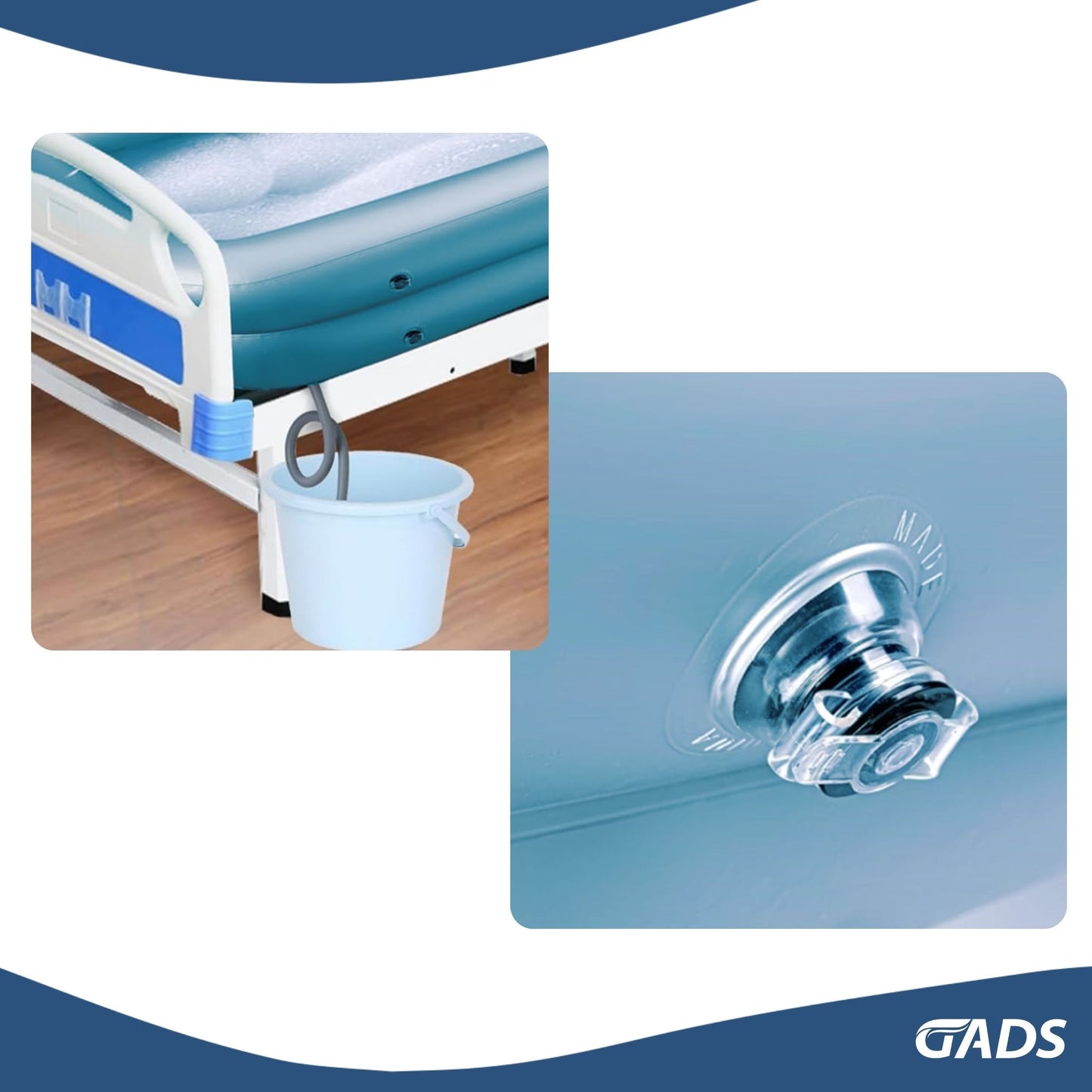 GADS Advanced Medical Inflatable Bathtub – Portable, Safe Bath Solution for Elderly, Disabled, Bedridden – with Electric Air Pump