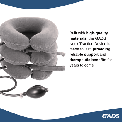 GADS Adjustable Cervical Neck Traction Device for Pain Relief - Comfortable Neck Support Stretcher for Improved Posture & Spinal Health, Portable & Easy-to-Use