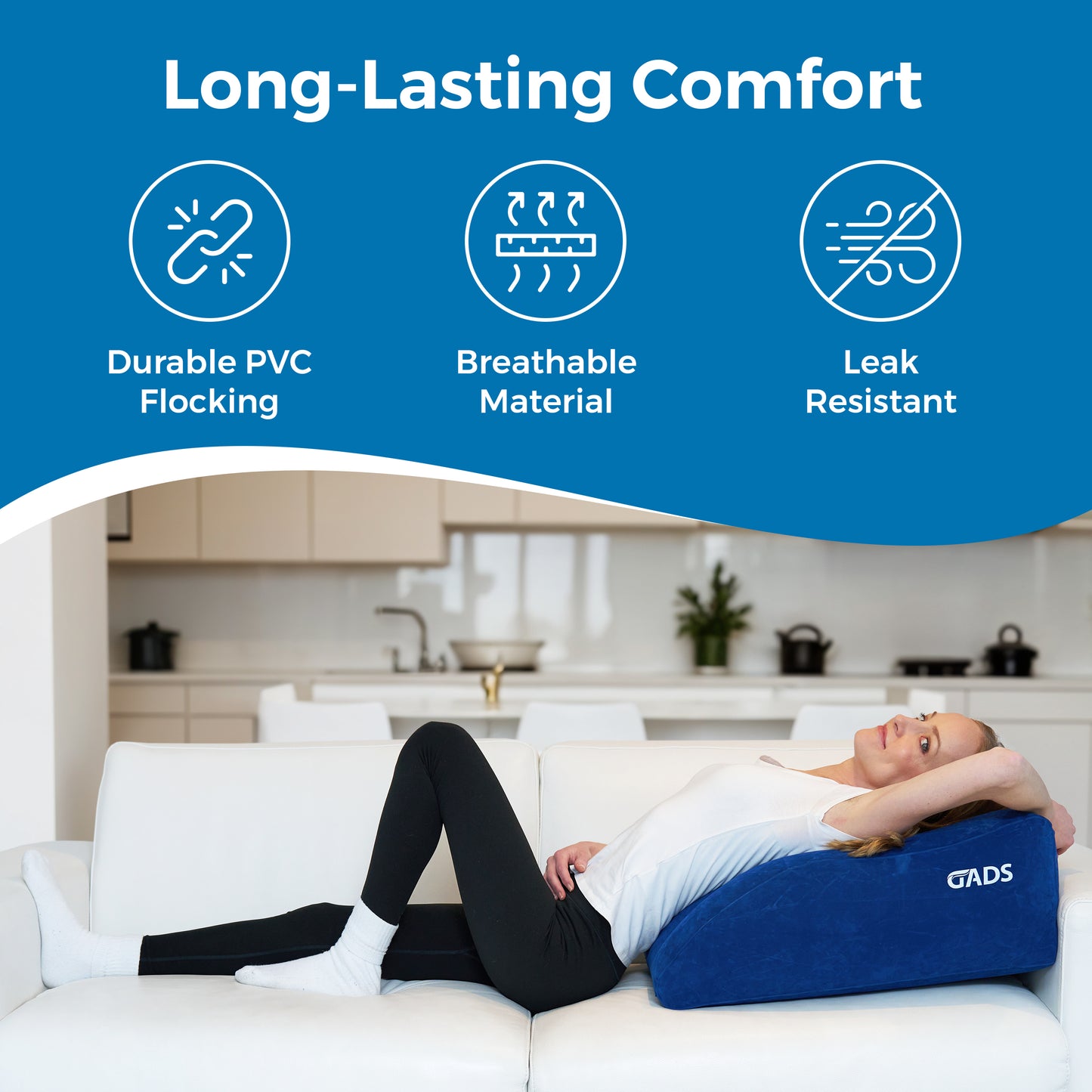 Inflatable Leg Elevating Pillow - Inflatable Leg Pillow & Knee Pillow for Travel - Wedge for Sleeping in Bed & Leg Swelling Relief - Portable Elevation Pillow for Blood Circulation & Recovery