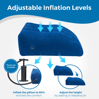 Inflatable Leg Elevating Pillow - Inflatable Leg Pillow & Knee Pillow for Travel - Wedge for Sleeping in Bed & Leg Swelling Relief - Portable Elevation Pillow for Blood Circulation & Recovery